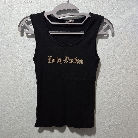 Harley-Davidson Tops - Harley-Davidson Black Tank Top with Gold Logo